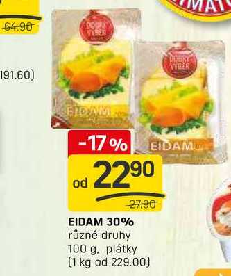 EIDAM 30% různé druhy 100 g, plátky
