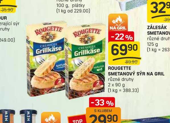 ROUGETTE SMETANOVÝ SÝR NA GRIL různé druhy 2 x 90 g