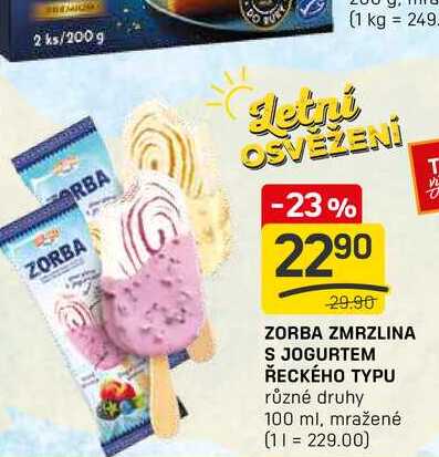 ZORBA ZMRZLINA S JOGURTEM ŘECKÉHO TYPU různé druhy 100 ml
