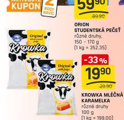 KROWKA MLÉČNÁ KARAMELKA různé druhy 100g