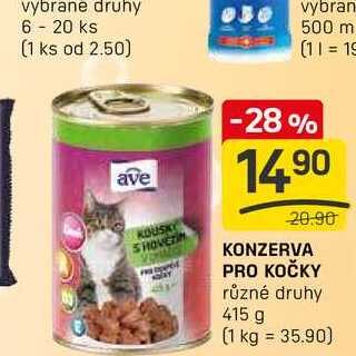 KONZERVA PRO KOČKY různé druhy 415g