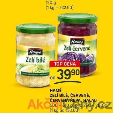 HAMÉ ZELÍ BÍLÉ, ČERVENÉ, ČERVENÁ ŘEPA, HALALI 500 510 gpp 250 -300 g