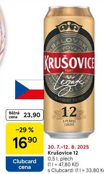 Krušovice 12, plech, 0.5 l