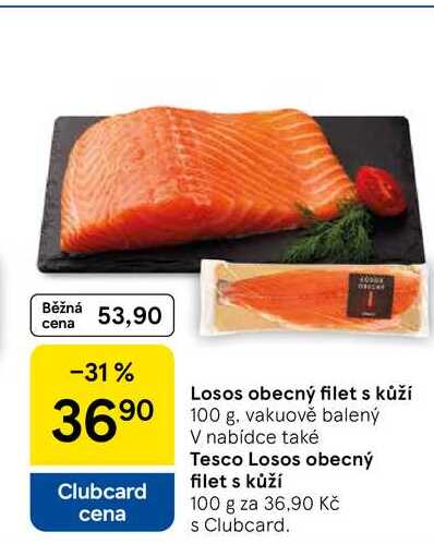 Tesco Losos obecný filet s kůží, 100 g 