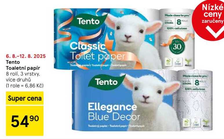Tento Toaletní papír, 8 rolí, 3 vrstvy