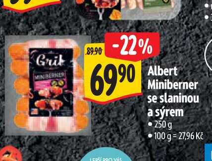  Albert Miniberner se slaninou a sýrem 250 g 