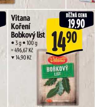 Vitana Koření Bobkový list  3g 