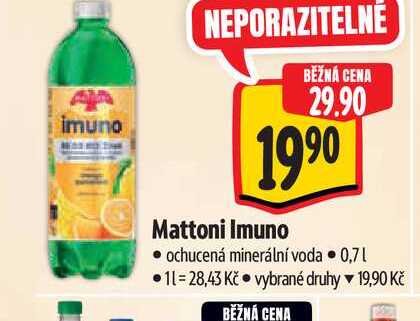  Mattoni Imuno ochucená minerální voda  0,7 l 