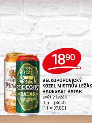 RADEGAST RATAR světlý ležák 0,5l, plech