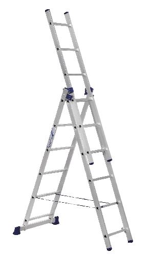 Hliníkový žebřík třídílný, 1 KS