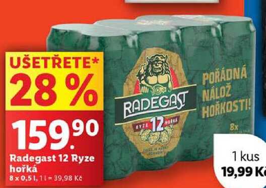Radegast 12 Ryze hořká, 8x 0,5 l