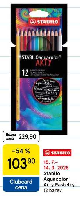 Stabilo Aquacolor Arty Pastelky, 12 barev 