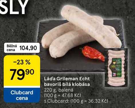 Láďa Grileman Echt bavoriš bílá klobása, 220 g, balená 