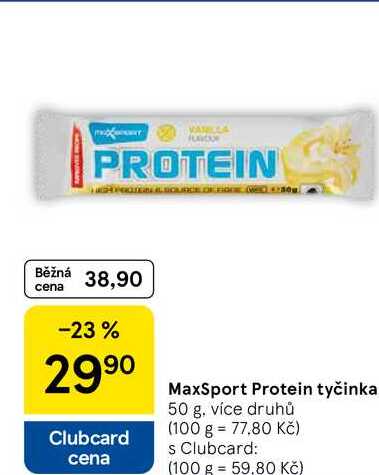 MaxSport Protein tyčinka, 50 g, více druhů  v akci