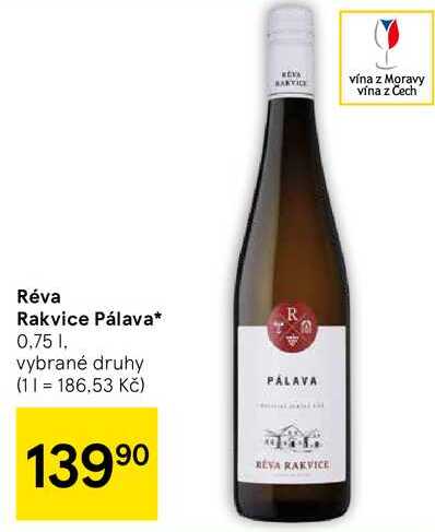 Réva Rakvice Pálava, 0,75 l, vybrané druhy  