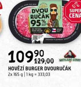 HOVĚZÍ BURGER DVOURUČÁK 2x 165 g 