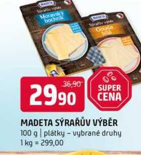 MADETA SÝRAŘŮV VÝBĚR 100 g plátky vybrané druhy 