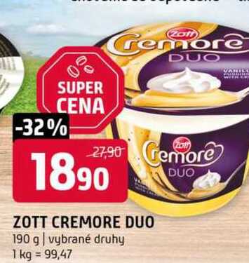 Zott Cremore Duo 190g