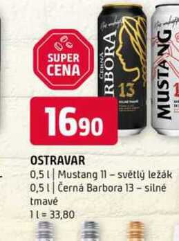 Mustang 11 světlý ležák 0,5l Černá Barbora 13 - silné tmavé