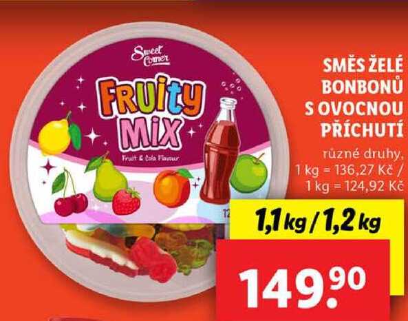 SMĚS ŽELÉ BONBONŮ S OVOCNOU PŘÍCHUTÍ,  1,1 kg/1,2 kg 