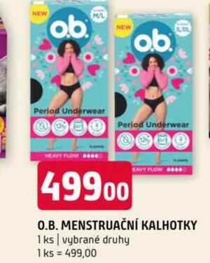 O.B. MENSTRUAČNÍ KALHOTKY 1 ks vybrané druhy 