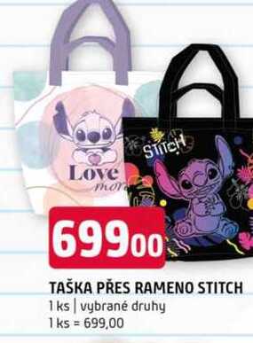 TAŠKA PŘES RAMENO STITCH 1 ks vybrané druhy 