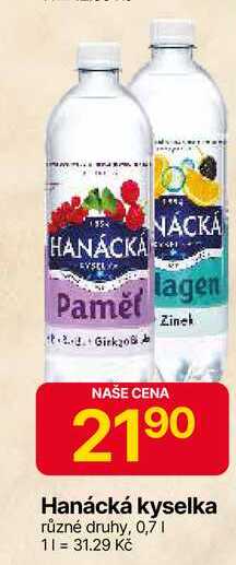 Hanácká kyselka různé druhy, 0,7l