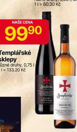 Templářské sklepy různé druhy, 0,75l
