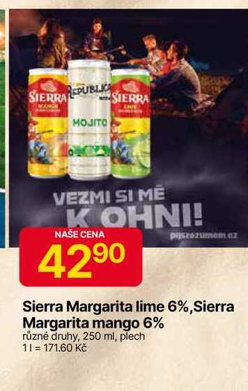 Sierra Margarita mango 6% různé druhy, 250 ml, plech 