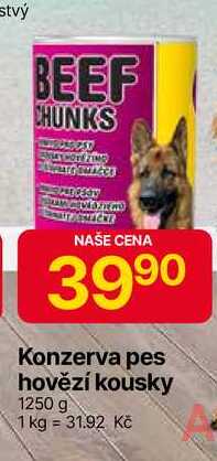 Konzerva pes hovězí kousky 1250 g 