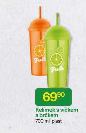Kelímek s víčkem a brčkem 700 ml, plast 