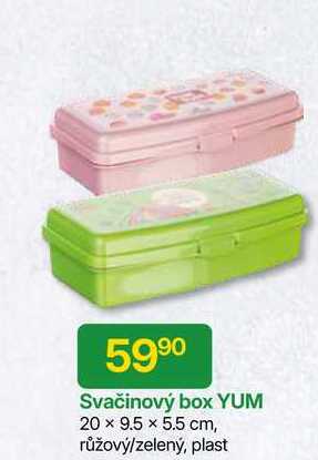 Svačinový box YUM 20 x 9.5 x 5.5 cm, růžový/zelený, plast 