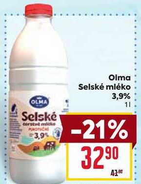 Olma Selské mléko 3,9% 1l
