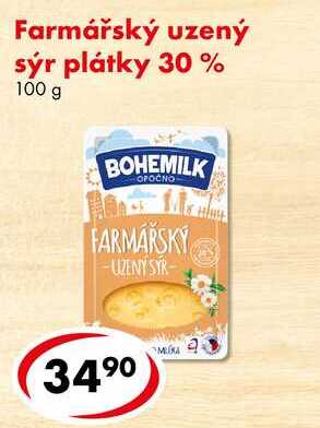 Farmářský uzený sýr plátky 30%, 100 g