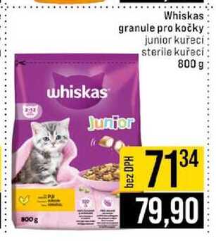 Whiskas granule pro kočky junior kuřecí sterile kuřecí 800 g 
