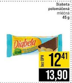 Diabeta polomáčená mléčná 45g