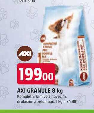 AXI GRANULE 8 kg Kompletní krmivo s hovězím, drůbežim a zeleninou