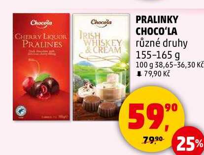 PRALINKY CHOCO'LA různé druhy, 155-165 g 