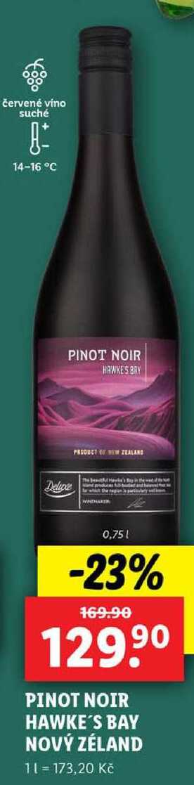 PINOT NOIR HAWKE'S BAY NOVÝ ZÉLAND, 0,75 l