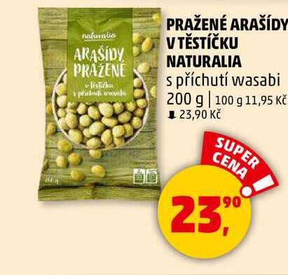 PRAŽENÉ ARAŠÍDY V TĚSTÍČKU NATURALIA s příchutí wasabi, 200 g 