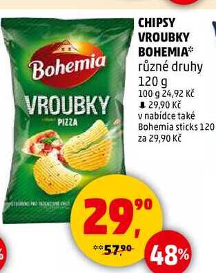 CHIPSY VROUBKY BOHEMIA různé druhy, 120 g  