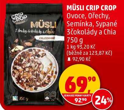 MÜSLI CRIP CROP Ovoce, Ořechy, Semínka, 750 g