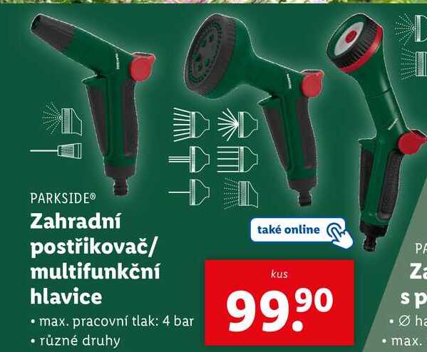 Zahradní postřikovač/multifunkční hlavice 