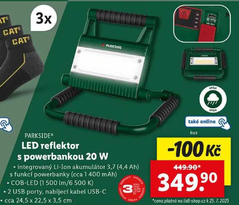 LED reflektor s powerbankou 20 W 