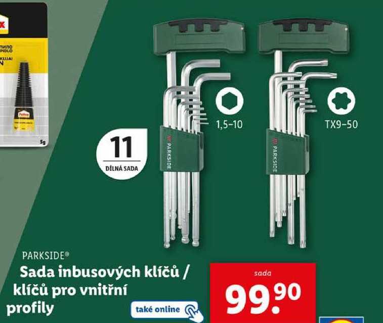 Sada inbusových klíčů/klíčů pro vnitřní profily 