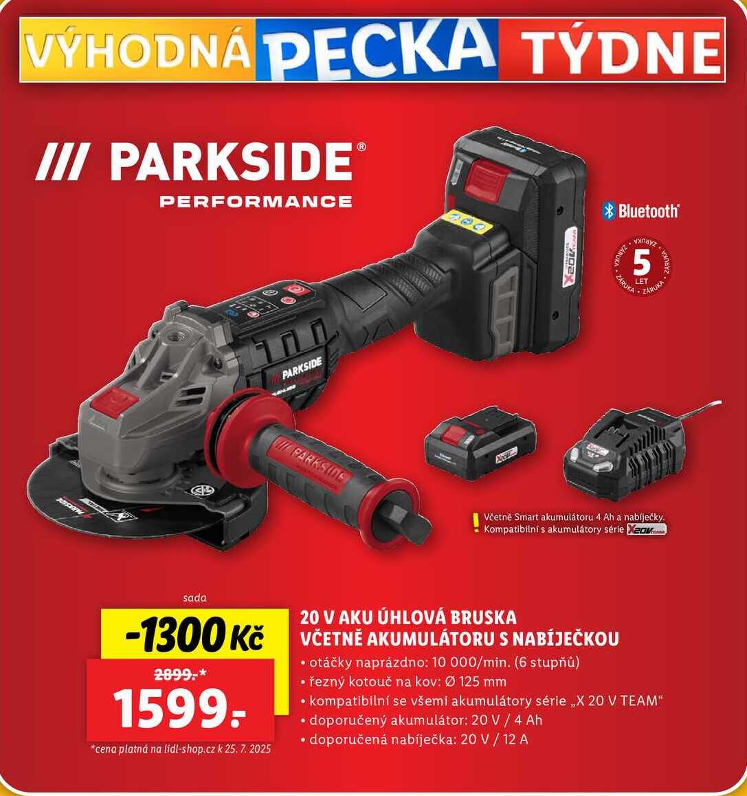 20 V AKU ÚHLOVÁ BRUSKA VČETNĚ AKUMULÁTORU S NABÍJEČKOU