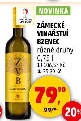 ZÁMECKÉ VINAŘSTVÍ BZENEC různé druhy, 0,75 l