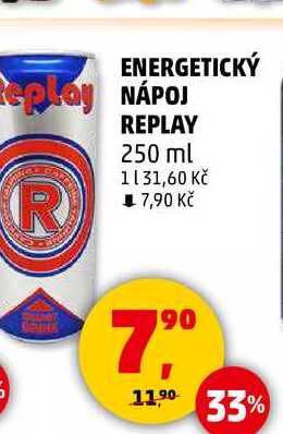 ENERGETICKÝ NÁPOJ REPLAY, 250 ml