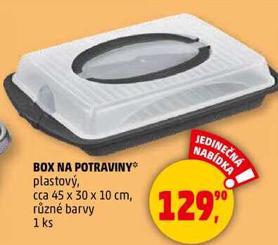 BOX NA POTRAVINY plastový, cca 45 x 30 x 10 cm, různé barvy, 1 ks  