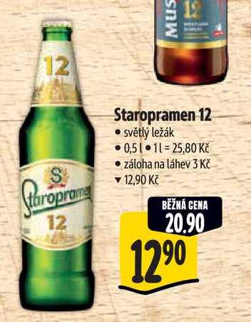 Staropramen 12 světlý ležák 0,5l